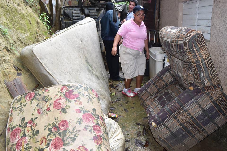 El sector El Fracatán de Santiago afectado por el aguacero de este domingo.